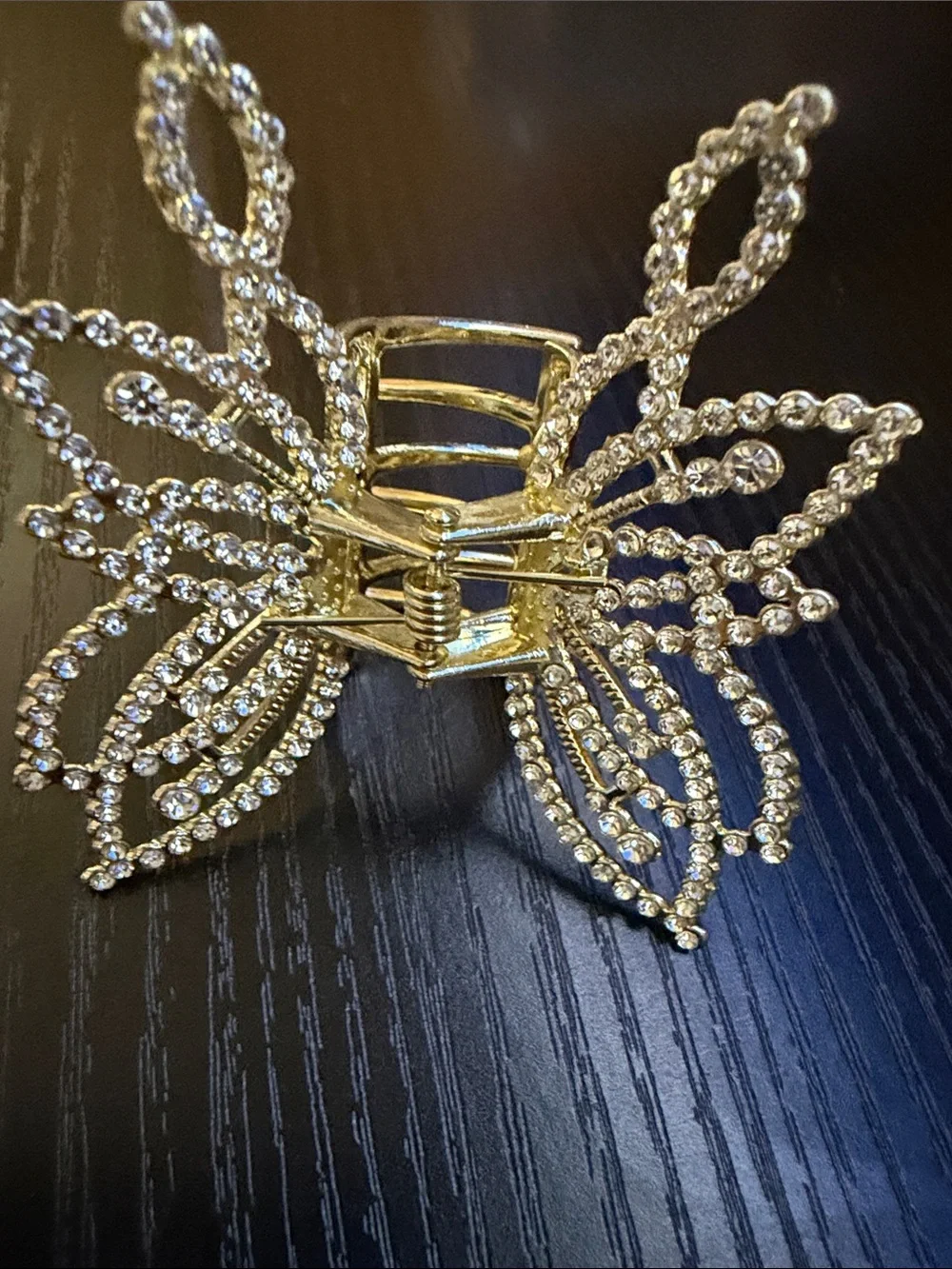 Gold and Rhinestone Butterfly Hair Clip NWT